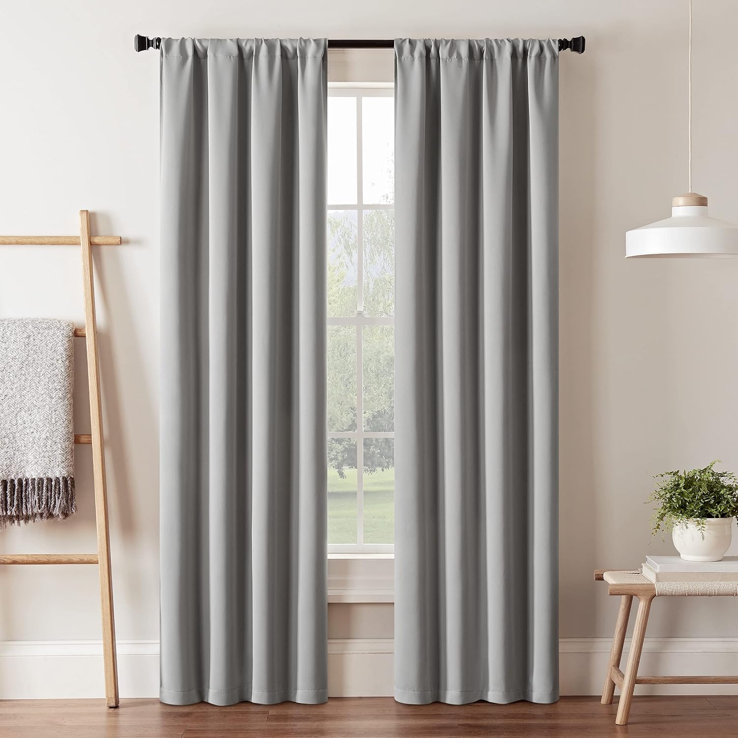 ECLIPSE Blackout Curtains for Bedroom-Darrell 37" x 84" Insulated Darkening Single Panel Rod Pocket Window Treatment Living Room, Grey