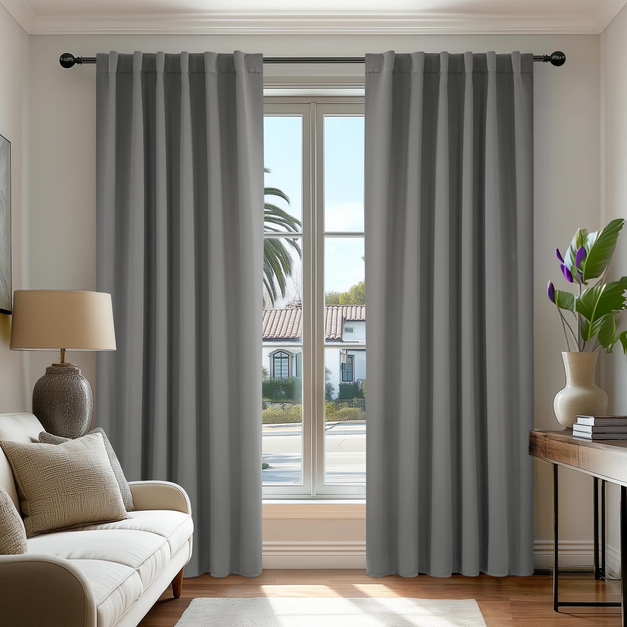 Deconovo Blackout Curtains, Thermal Insulated, W70 x L84 2 Panels, Back Tab, Machine Washable, Room-Darkening Drapes for Bedroom/Living Room Navy Blue