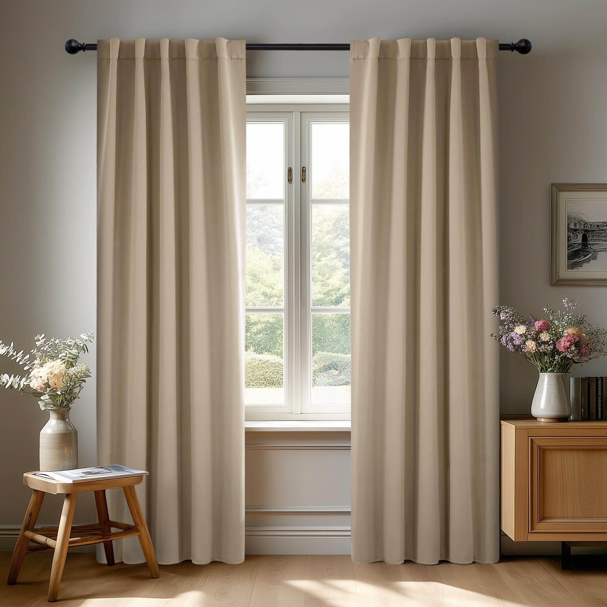 Deconovo Blackout Curtains, Thermal Insulated, W70 x L84 2 Panels, Back Tab, Machine Washable, Room-Darkening Drapes for Bedroom/Living Room Navy Blue