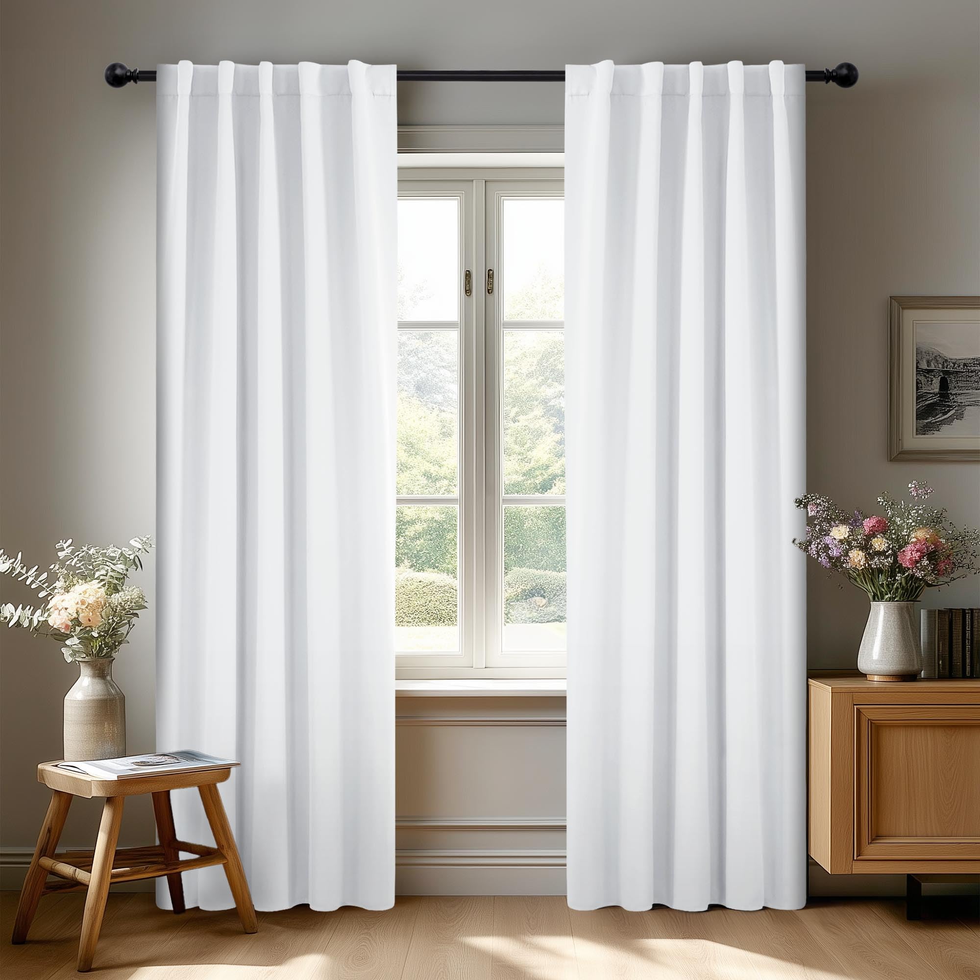 Deconovo Blackout Curtains, Thermal Insulated, W70 x L84 2 Panels, Back Tab, Machine Washable, Room-Darkening Drapes for Bedroom/Living Room Navy Blue