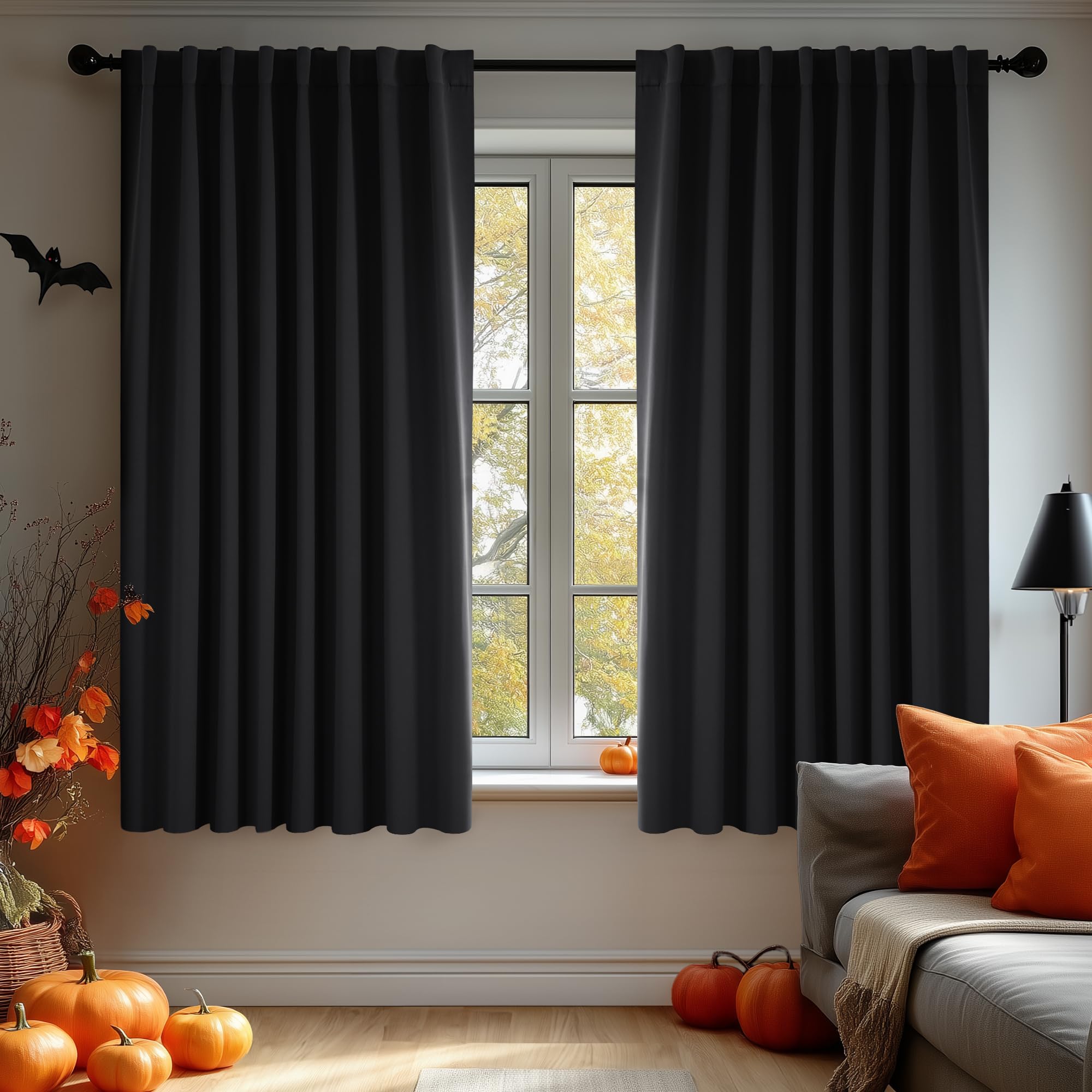 Deconovo Blackout Curtains, Thermal Insulated, W70 x L84 2 Panels, Back Tab, Machine Washable, Room-Darkening Drapes for Bedroom/Living Room Navy Blue