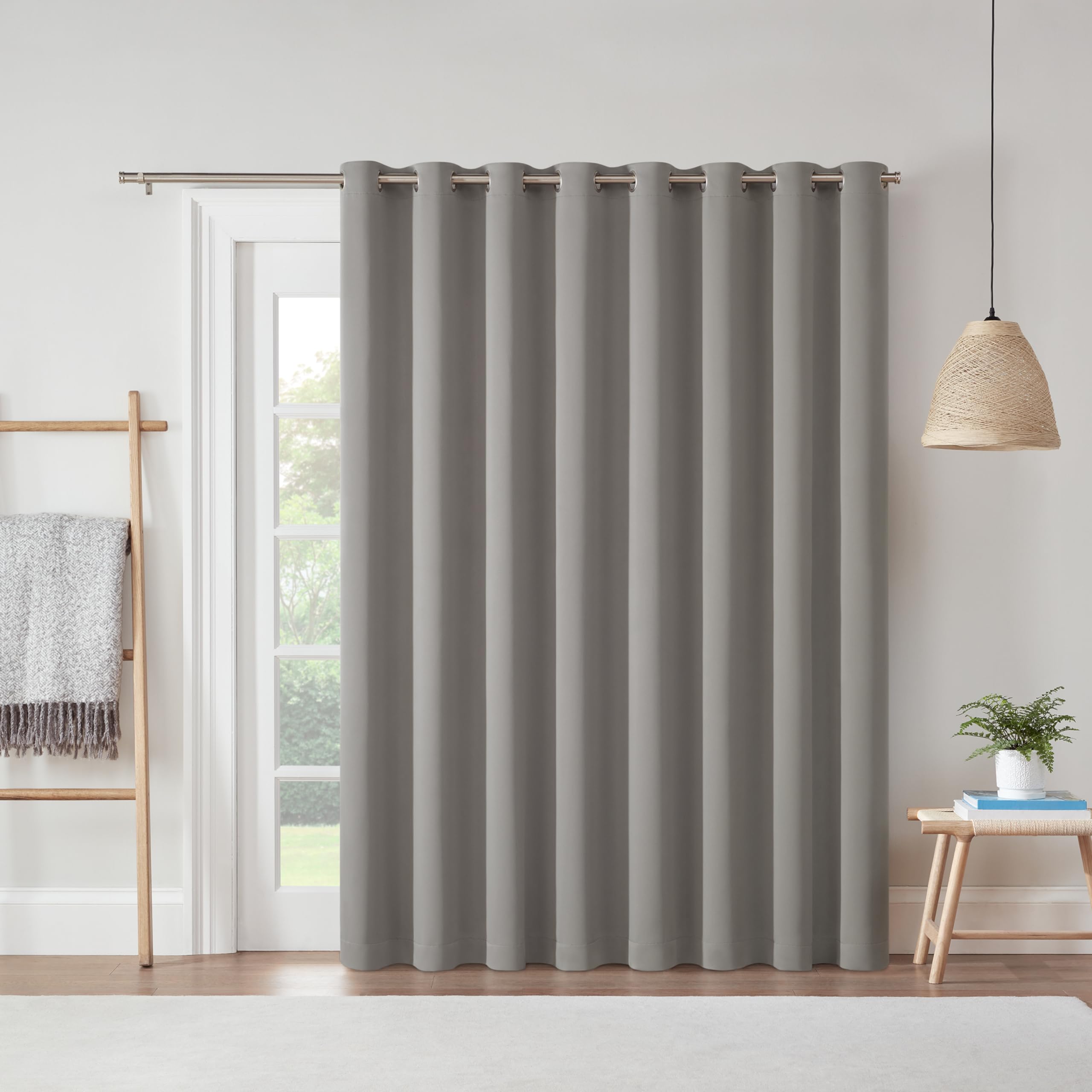 ECLIPSE Blackout Curtains for Bedroom-Darrell 37" x 84" Insulated Darkening Single Panel Rod Pocket Window Treatment Living Room, Grey