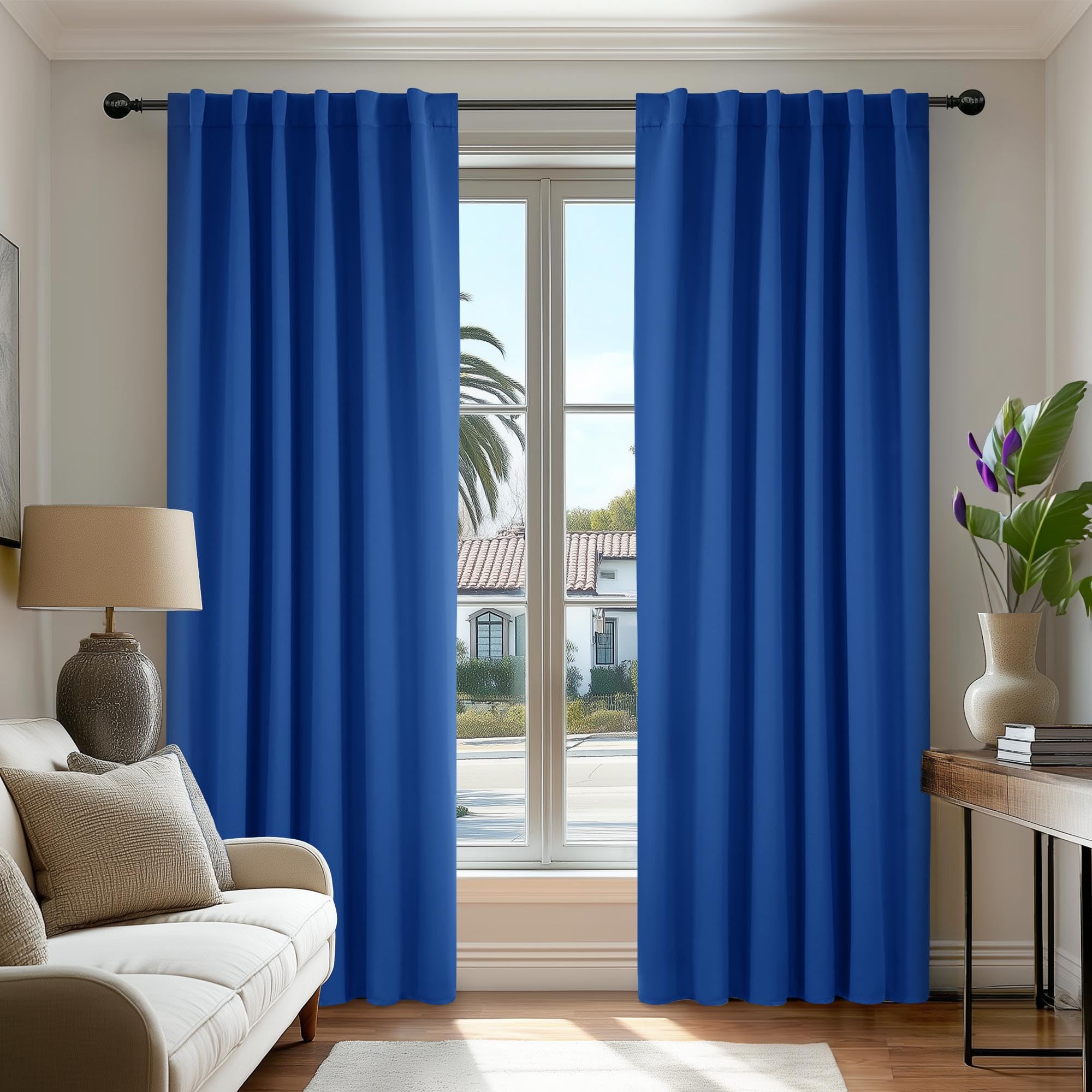 Deconovo Blackout Curtains, Thermal Insulated, W70 x L84 2 Panels, Back Tab, Machine Washable, Room-Darkening Drapes for Bedroom/Living Room Navy Blue