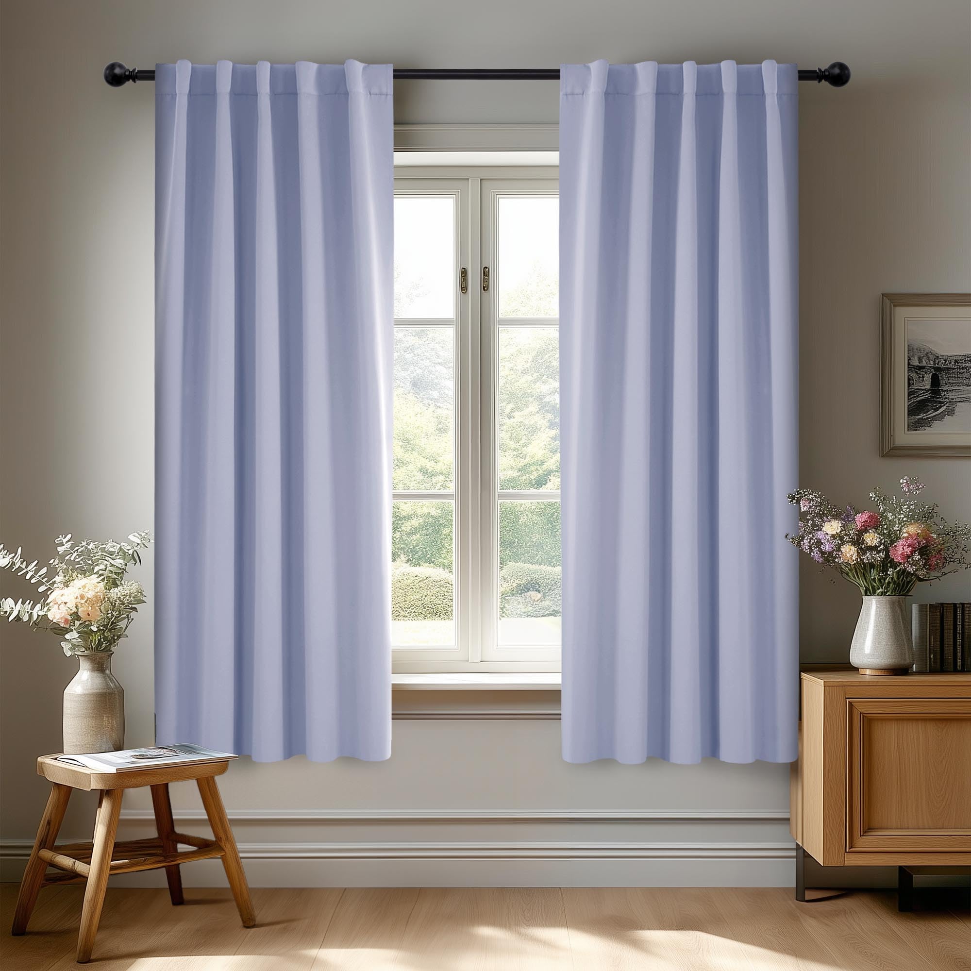 Deconovo Blackout Curtains, Thermal Insulated, W70 x L84 2 Panels, Back Tab, Machine Washable, Room-Darkening Drapes for Bedroom/Living Room Navy Blue