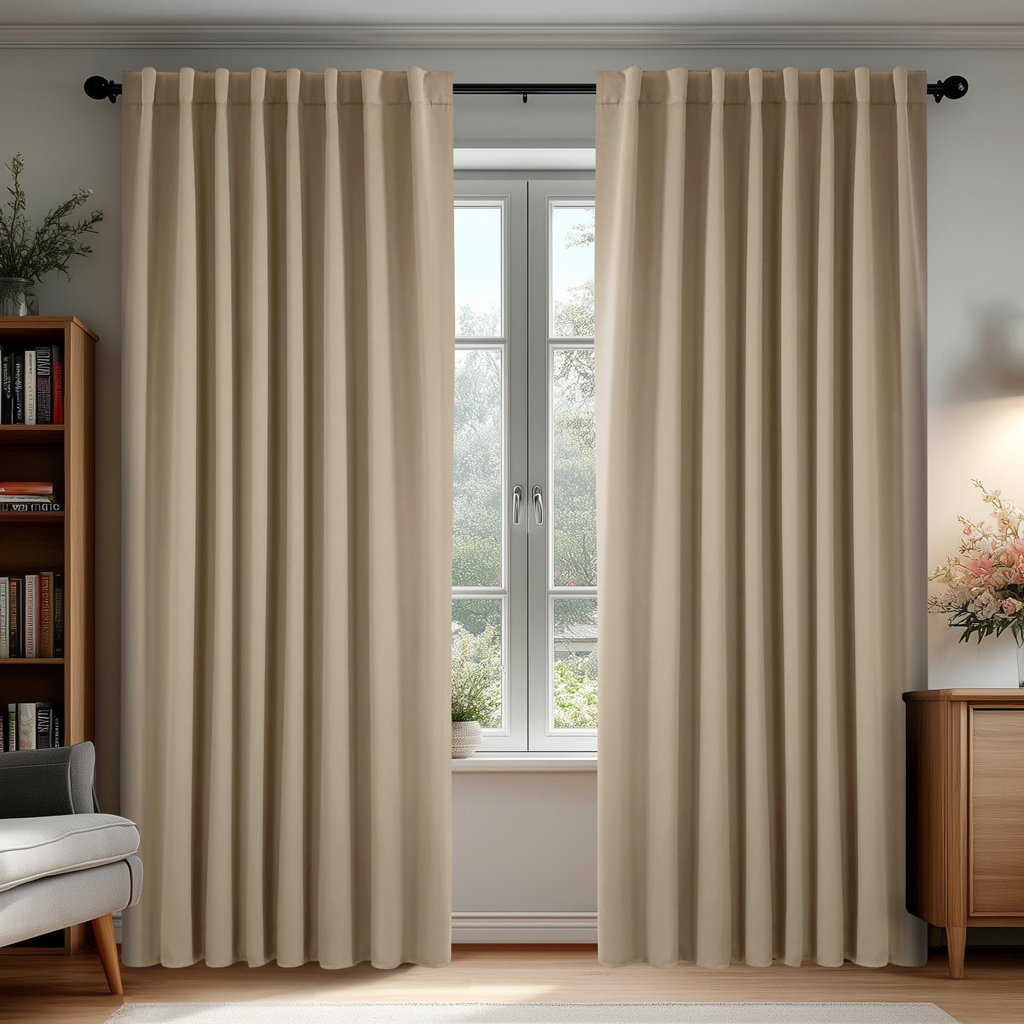 Deconovo Blackout Curtains, Thermal Insulated, W70 x L84 2 Panels, Back Tab, Machine Washable, Room-Darkening Drapes for Bedroom/Living Room Navy Blue