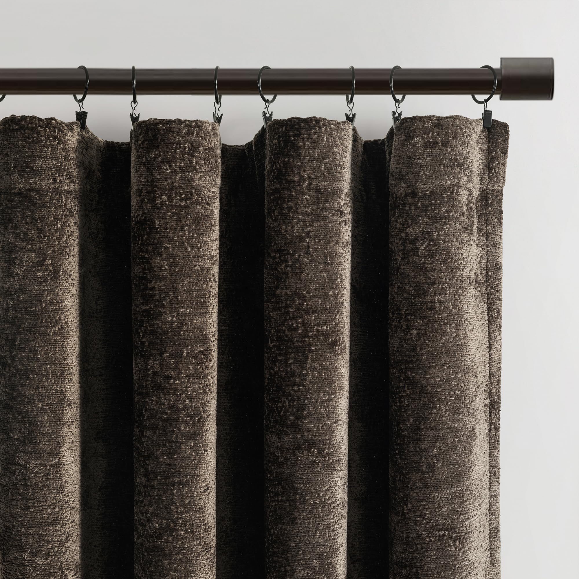 Lush Decor Aspen Luxury Velvet Chenille Light Filtering Window Curtain Panel Single 52" W x 84" L Brown - Drapes - Velvet Curtains for Living Room