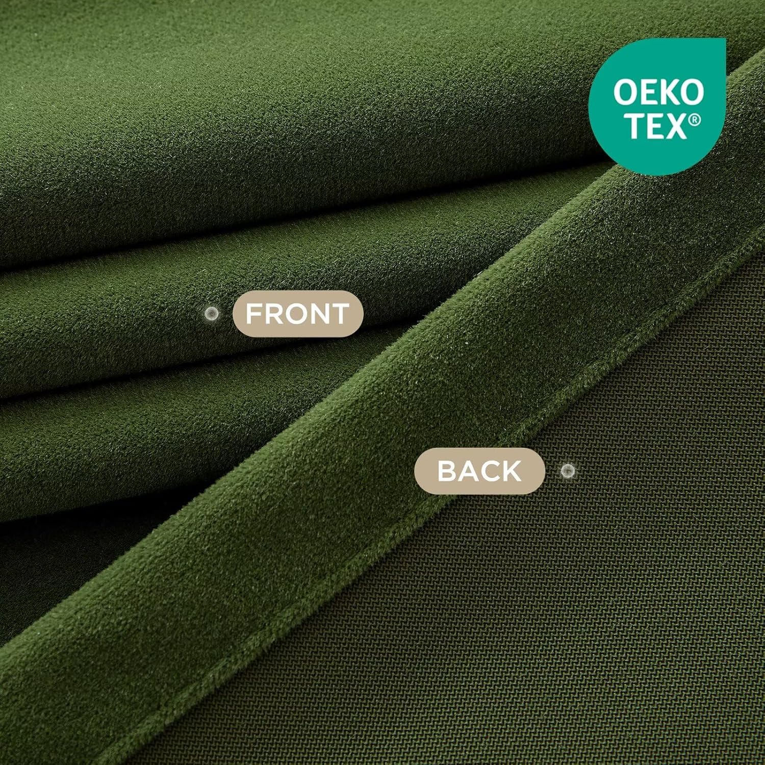 Joydeco Pinch Pleated Velvet Curtains 84 Inch Long 2 Panel Set,Green Curtains for Living Room Bedroom,Thermal Insulated Back Tab Blackout Luxury Drapes with Adjustable Hooks (40”W x84”L,Olive Green)