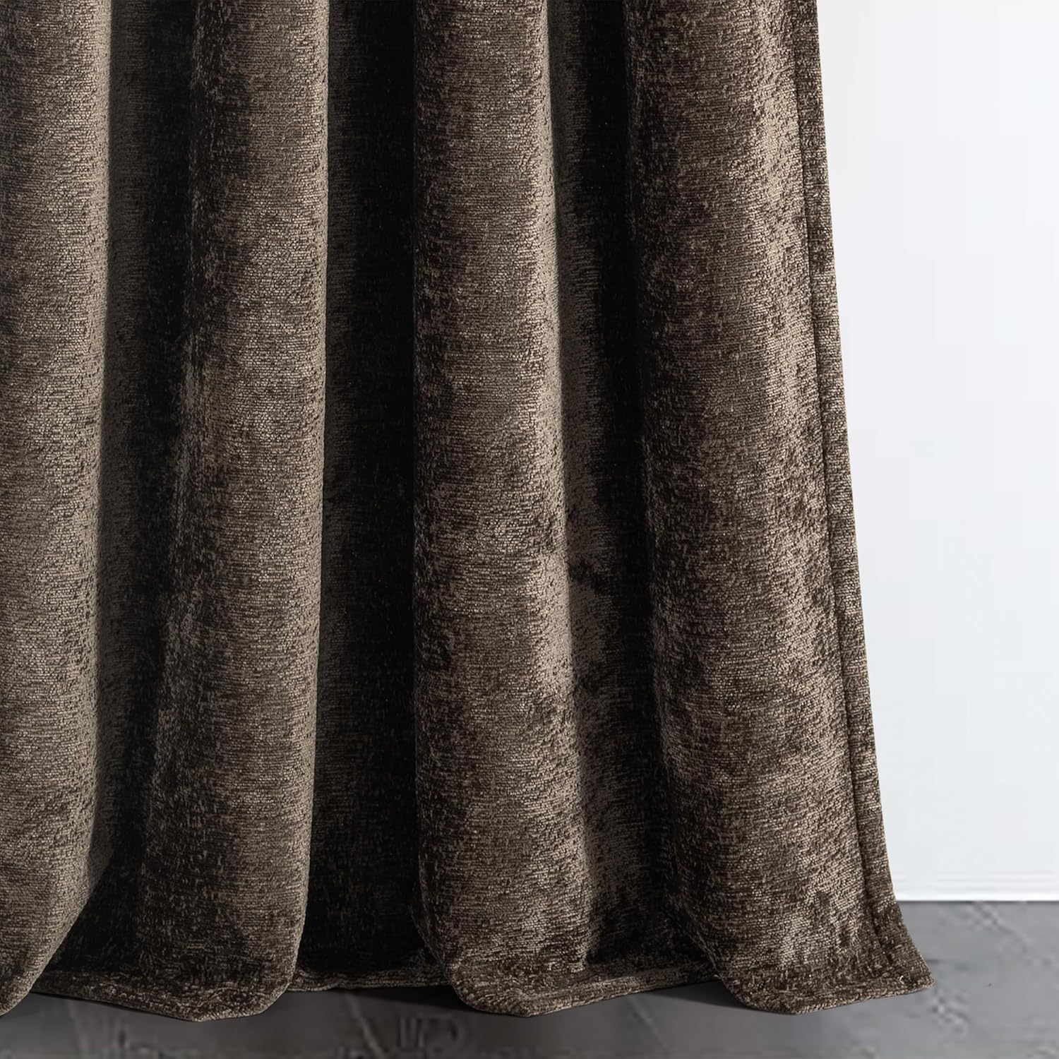Lush Decor Aspen Luxury Velvet Chenille Light Filtering Window Curtain Panel Single 52" W x 84" L Brown - Drapes - Velvet Curtains for Living Room