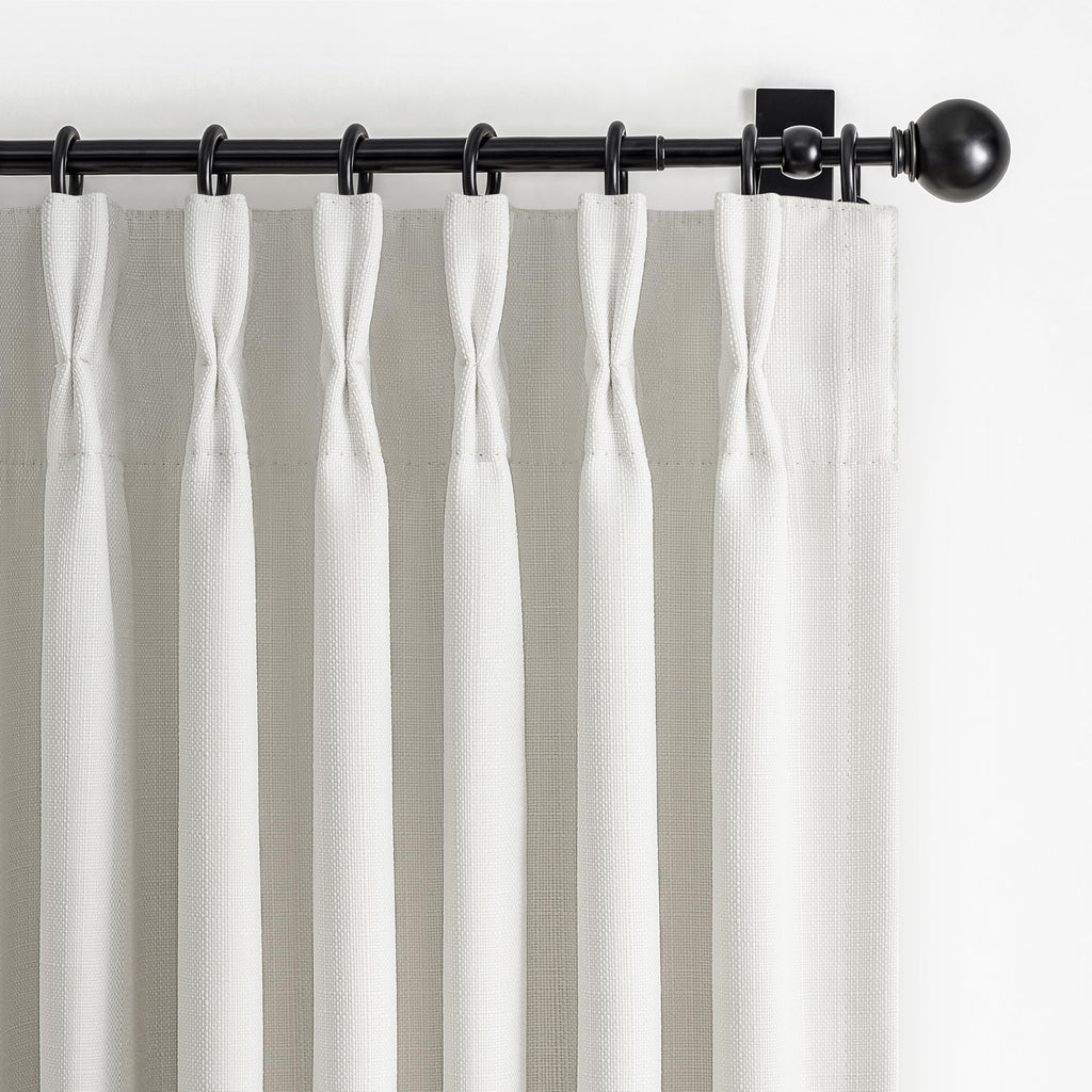 100% Blackout Linen 96 Inch Curtains 2 Panel Set for Bedroom, Modern Pinch Pleated Natural Linen Off Beige White Insulated Heavy Curtain 40 x 96 Inches Length Sliding Glass Door Room Darkening Drapes