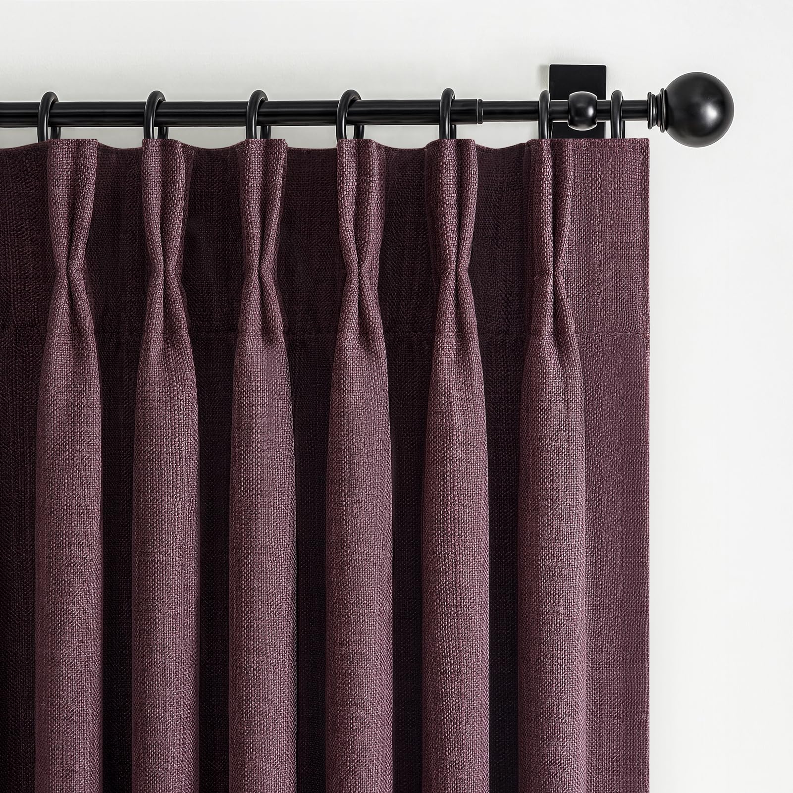 100% Blackout Linen 96 Inch Curtains 2 Panel Set for Bedroom, Modern Pinch Pleated Natural Linen Off Beige White Insulated Heavy Curtain 40 x 96 Inches Length Sliding Glass Door Room Darkening Drapes