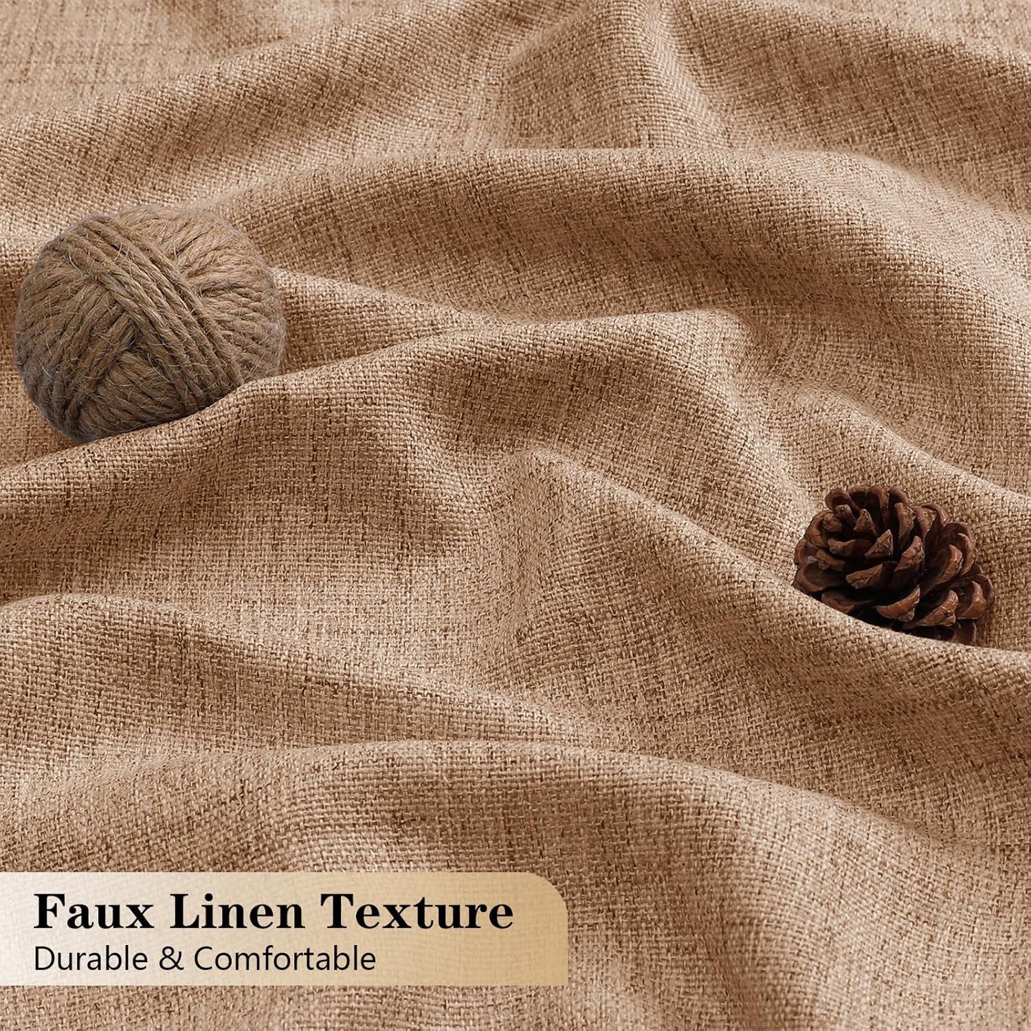 OVZME Kitchen Curtains 24 Inch Length, Light Filtering Faux Linen Textured Small Cafe Curtains, Short Window Curtain Tiers for Cabinet Bathroom Basement RV Camper, 30Wx24L Inch, 2PCS, Terracotta