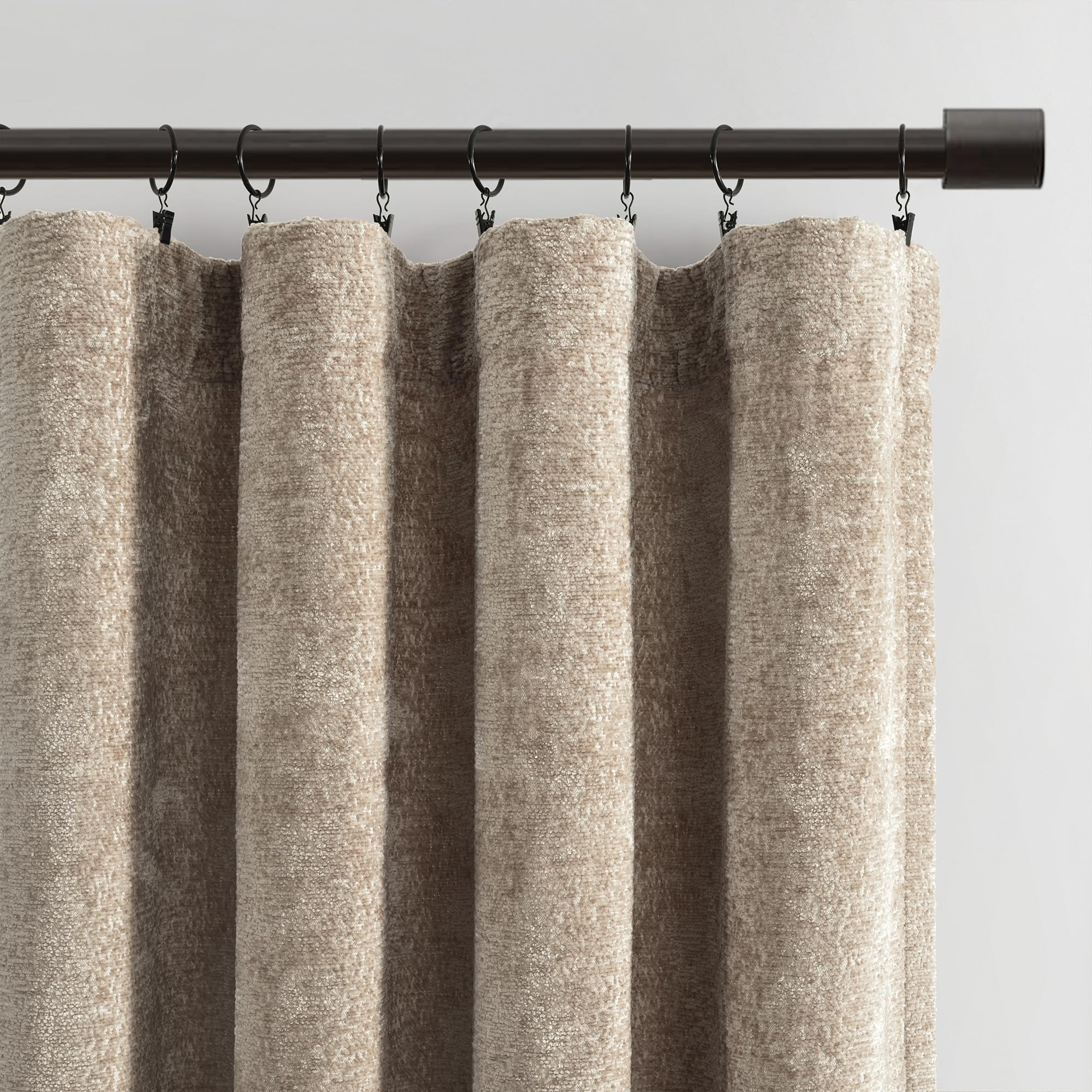 Lush Decor Aspen Luxury Velvet Chenille Light Filtering Window Curtain Panel Single 52" W x 84" L Brown - Drapes - Velvet Curtains for Living Room