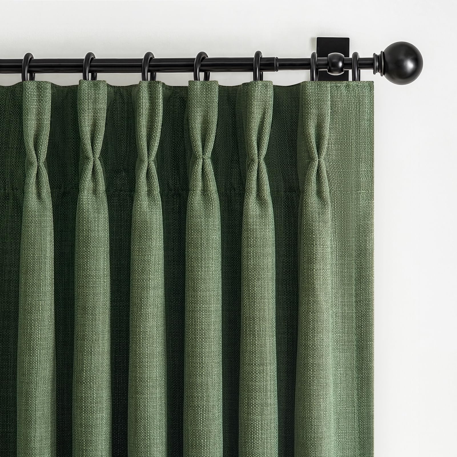 100% Blackout Linen 96 Inch Curtains 2 Panel Set for Bedroom, Modern Pinch Pleated Natural Linen Off Beige White Insulated Heavy Curtain 40 x 96 Inches Length Sliding Glass Door Room Darkening Drapes