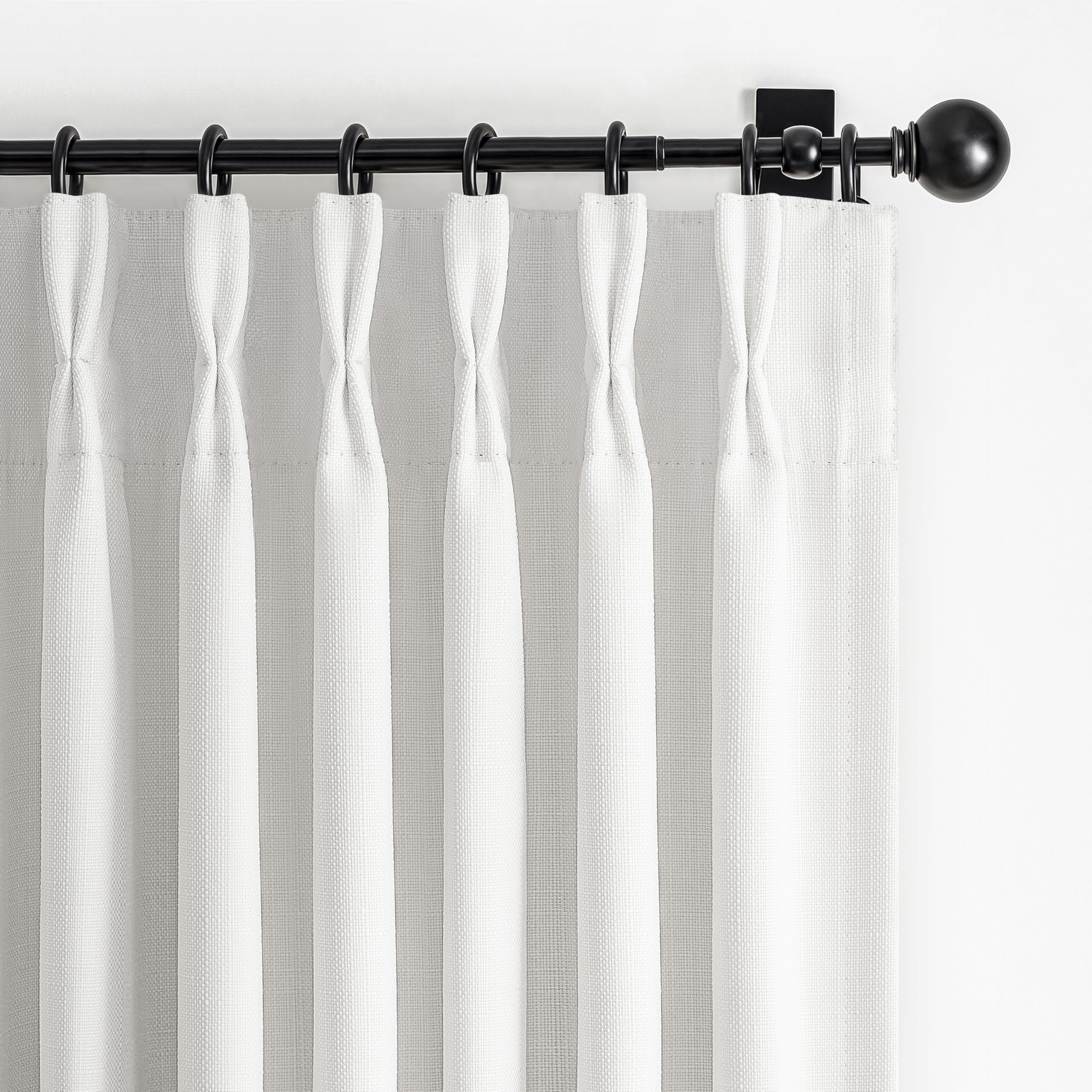 100% Blackout Linen 96 Inch Curtains 2 Panel Set for Bedroom, Modern Pinch Pleated Natural Linen Off Beige White Insulated Heavy Curtain 40 x 96 Inches Length Sliding Glass Door Room Darkening Drapes