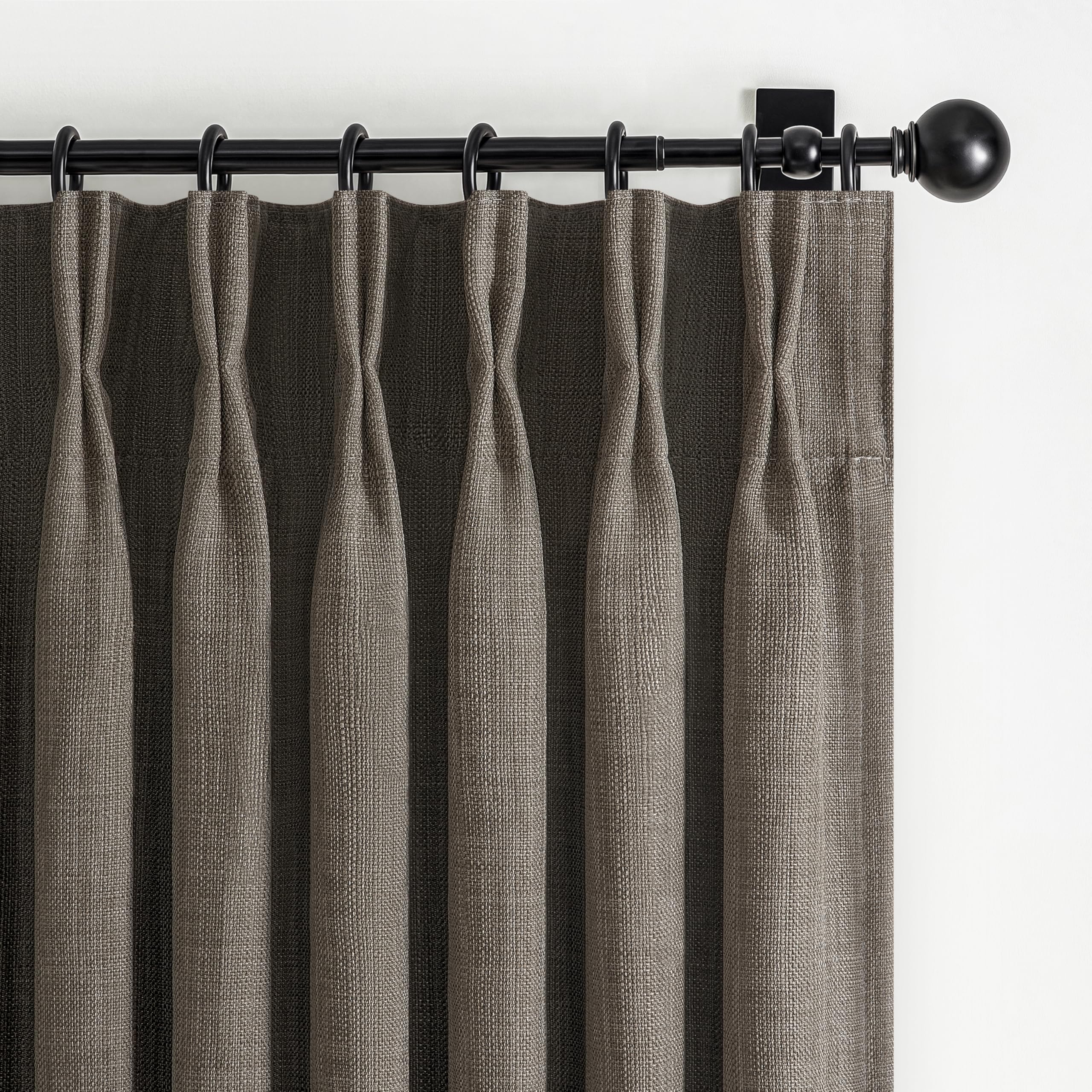 100% Blackout Linen 96 Inch Curtains 2 Panel Set for Bedroom, Modern Pinch Pleated Natural Linen Off Beige White Insulated Heavy Curtain 40 x 96 Inches Length Sliding Glass Door Room Darkening Drapes